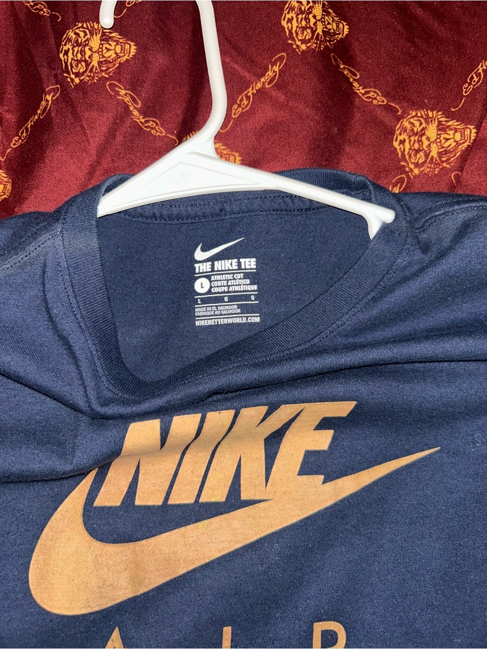 Nike Navy Blue Short Sleeve Tee with Gold Logo